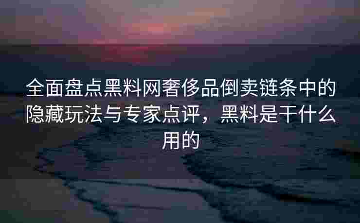 全面盘点黑料网奢侈品倒卖链条中的隐藏玩法与专家点评，黑料是干什么用的