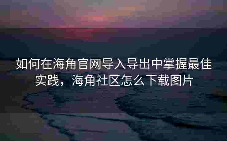 如何在海角官网导入导出中掌握最佳实践，海角社区怎么下载图片
