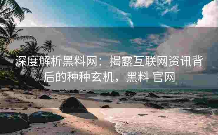 深度解析黑料网：揭露互联网资讯背后的种种玄机，黑料 官网